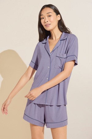 Eberjey Gisele TENCEL™ Modal Relaxed Short PJ Set Pijama Kadın Mor Mavi | KYJ4471SC