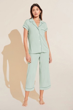 Eberjey Gisele TENCEL™ Modal Short Sleeve Cropped PJ Set Pijama Kadın Yeşil | ZJA1269SL