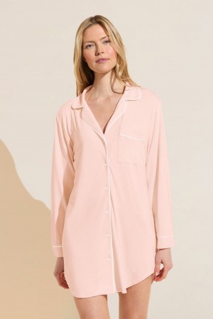 Eberjey Gisele TENCEL™ Modal Sleepshirt Pijama Kadın Pembe Beyaz | QQR5837SF