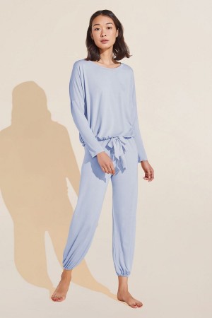 Eberjey Gisele TENCEL™ Modal Slouchy PJ Set Pijama Kadın Mavi | QTM3140DB