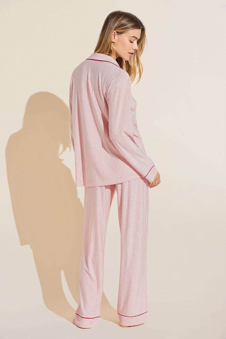 Eberjey Gisele Printed TENCEL™ Modal Long PJ Set Pijama Kadın Pembe Kırmızı Beyaz | CPH8660KG