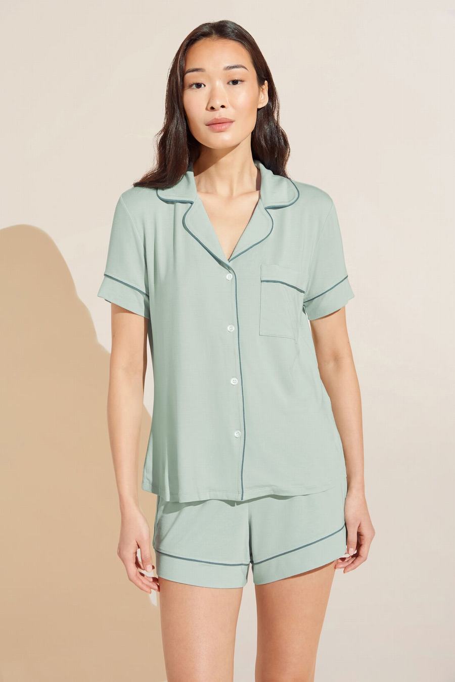 Eberjey Gisele TENCEL™ Modal Relaxed Short PJ Set Pijama Kadın Yeşil | LOG8428EU