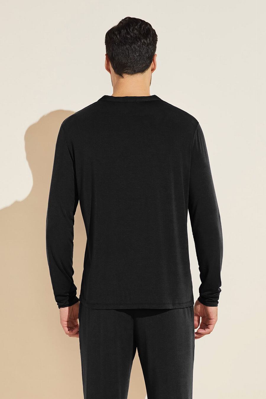 Eberjey Henry TENCEL™ Modal Long Sleeve Henley Üstler Erkek Siyah | CAQ10053XI